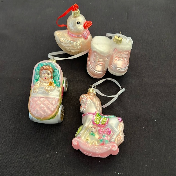 Vintage Baby First Christmas Glass Tree Ornaments bundle 4 - Picture 1 of 4